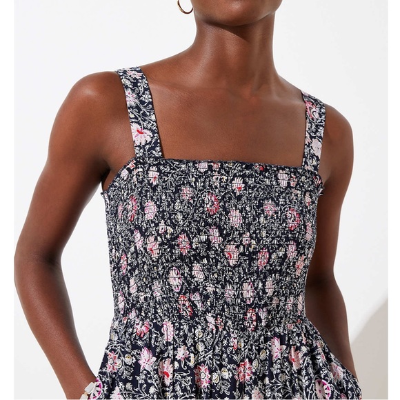 LOFT Floral Smocked Jumpsuit - Picture 2 of 14